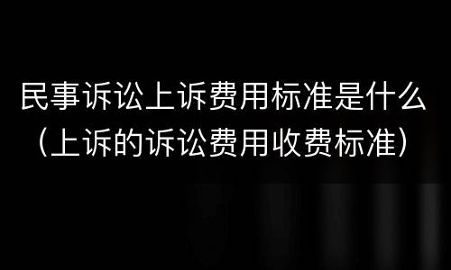民事诉讼上诉费用标准是什么（上诉的诉讼费用收费标准）