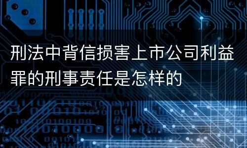 刑法中背信损害上市公司利益罪的刑事责任是怎样的