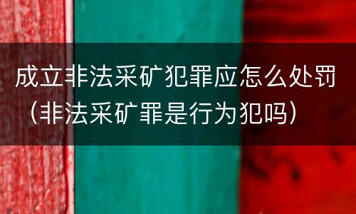 成立非法采矿犯罪应怎么处罚（非法采矿罪是行为犯吗）