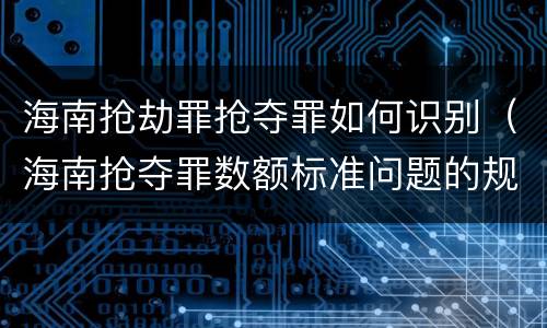 海南抢劫罪抢夺罪如何识别（海南抢夺罪数额标准问题的规定）