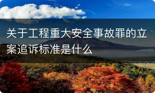关于工程重大安全事故罪的立案追诉标准是什么