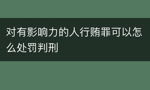 对有影响力的人行贿罪可以怎么处罚判刑