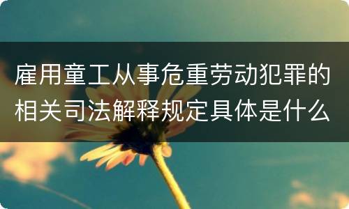 雇用童工从事危重劳动犯罪的相关司法解释规定具体是什么