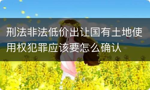 刑法非法低价出让国有土地使用权犯罪应该要怎么确认