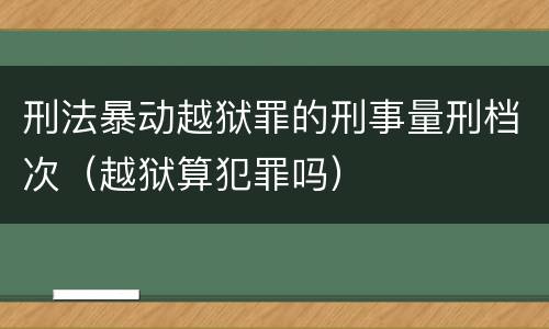 刑法暴动越狱罪的刑事量刑档次（越狱算犯罪吗）