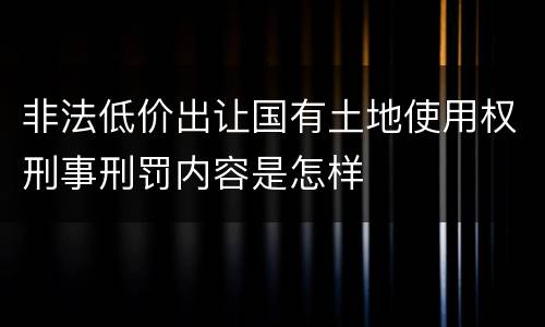非法低价出让国有土地使用权刑事刑罚内容是怎样