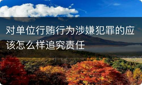对单位行贿行为涉嫌犯罪的应该怎么样追究责任