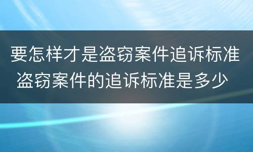 要怎样才是盗窃案件追诉标准 盗窃案件的追诉标准是多少
