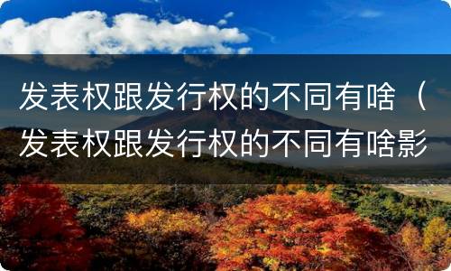 发表权跟发行权的不同有啥（发表权跟发行权的不同有啥影响）