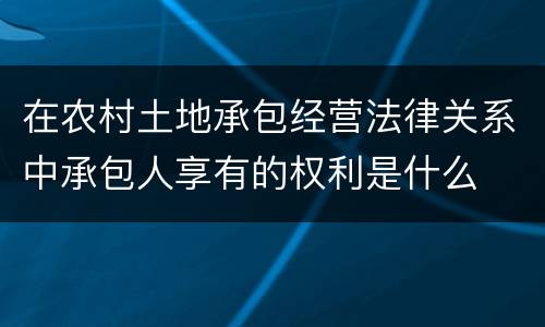 在农村土地承包经营法律关系中承包人享有的权利是什么