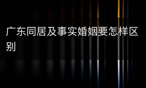 广东同居及事实婚姻要怎样区别