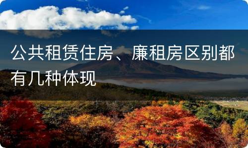 公共租赁住房、廉租房区别都有几种体现