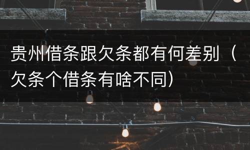 贵州借条跟欠条都有何差别（欠条个借条有啥不同）
