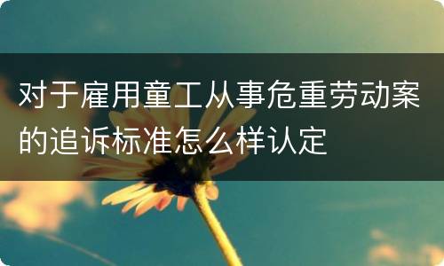 对于雇用童工从事危重劳动案的追诉标准怎么样认定