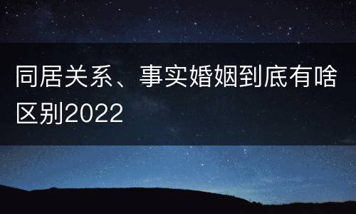 同居关系、事实婚姻到底有啥区别2022