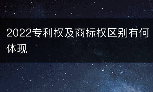 2022专利权及商标权区别有何体现