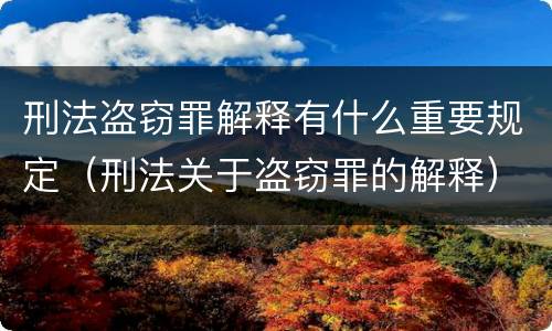 刑法盗窃罪解释有什么重要规定（刑法关于盗窃罪的解释）