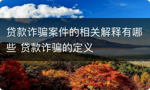 贷款诈骗案件的相关解释有哪些 贷款诈骗的定义