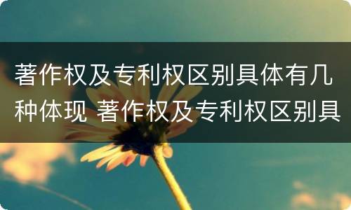著作权及专利权区别具体有几种体现 著作权及专利权区别具体有几种体现方法