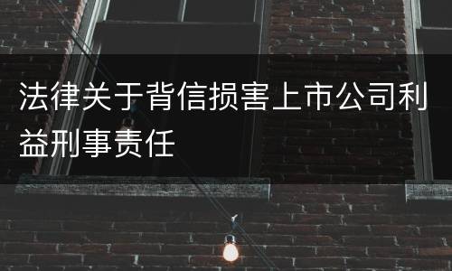 法律关于背信损害上市公司利益刑事责任