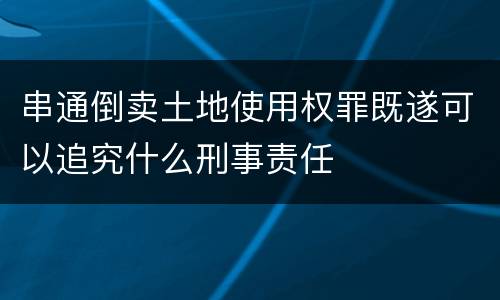 串通倒卖土地使用权罪既遂可以追究什么刑事责任