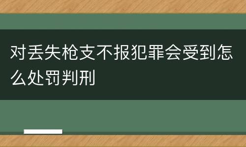 对丢失枪支不报犯罪会受到怎么处罚判刑
