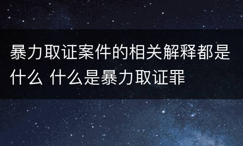 暴力取证案件的相关解释都是什么 什么是暴力取证罪