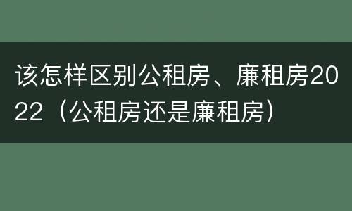 该怎样区别公租房、廉租房2022（公租房还是廉租房）