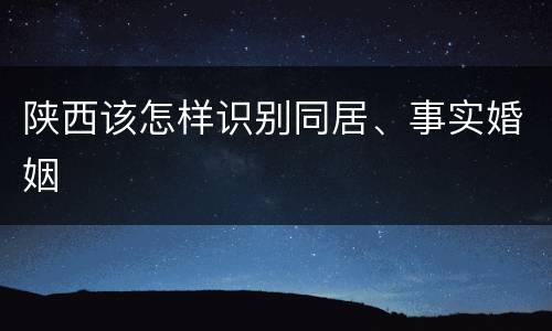 陕西该怎样识别同居、事实婚姻