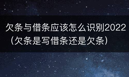 欠条与借条应该怎么识别2022（欠条是写借条还是欠条）