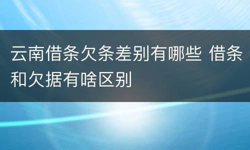 云南借条欠条差别有哪些 借条和欠据有啥区别