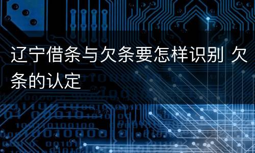 辽宁借条与欠条要怎样识别 欠条的认定