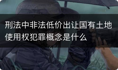 刑法中非法低价出让国有土地使用权犯罪概念是什么