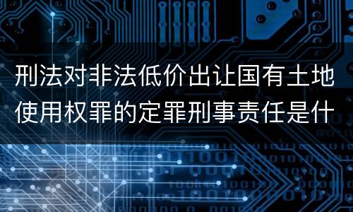 刑法对非法低价出让国有土地使用权罪的定罪刑事责任是什么样的