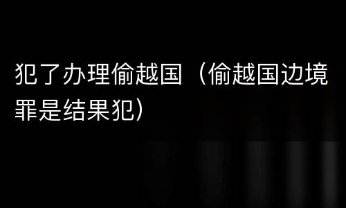犯了办理偷越国（偷越国边境罪是结果犯）