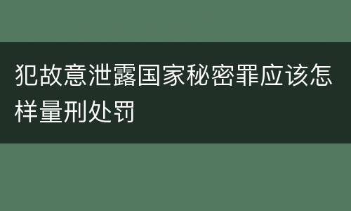 犯故意泄露国家秘密罪应该怎样量刑处罚