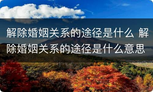 解除婚姻关系的途径是什么 解除婚姻关系的途径是什么意思