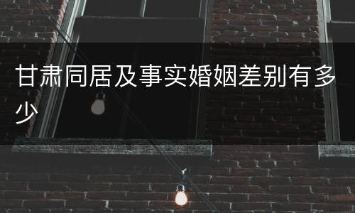 甘肃同居及事实婚姻差别有多少