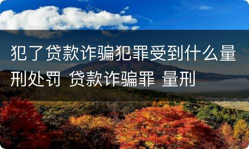 犯了贷款诈骗犯罪受到什么量刑处罚 贷款诈骗罪 量刑