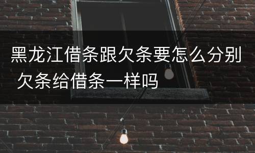 黑龙江借条跟欠条要怎么分别 欠条给借条一样吗