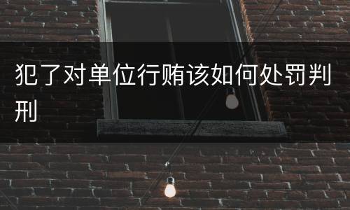 犯了对单位行贿该如何处罚判刑