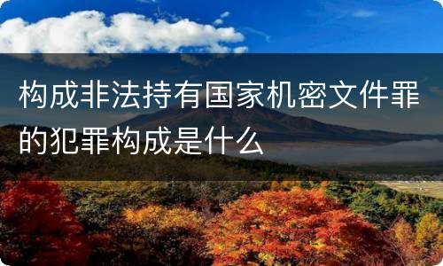 构成非法持有国家机密文件罪的犯罪构成是什么