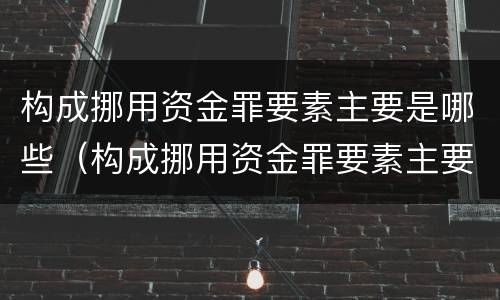 构成挪用资金罪要素主要是哪些（构成挪用资金罪要素主要是哪些）