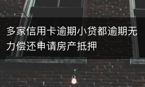 多家信用卡逾期小贷都逾期无力偿还申请房产抵押