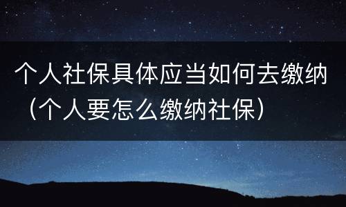 个人社保具体应当如何去缴纳（个人要怎么缴纳社保）