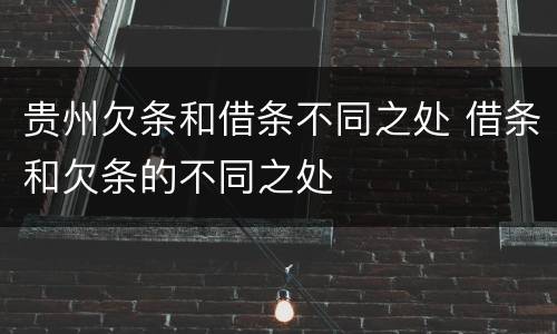 贵州欠条和借条不同之处 借条和欠条的不同之处