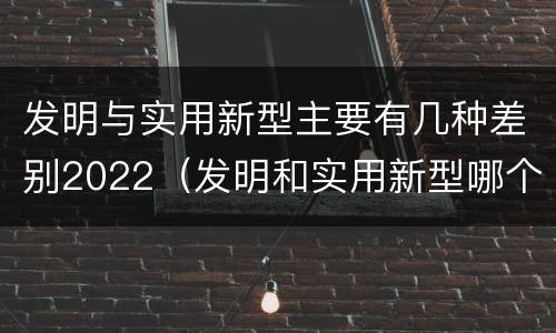 发明与实用新型主要有几种差别2022（发明和实用新型哪个好）
