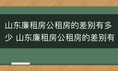 山东廉租房公租房的差别有多少 山东廉租房公租房的差别有多少个
