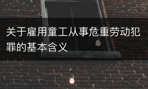 关于雇用童工从事危重劳动犯罪的基本含义
