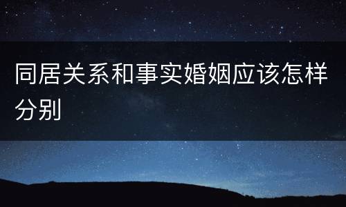 同居关系和事实婚姻应该怎样分别
